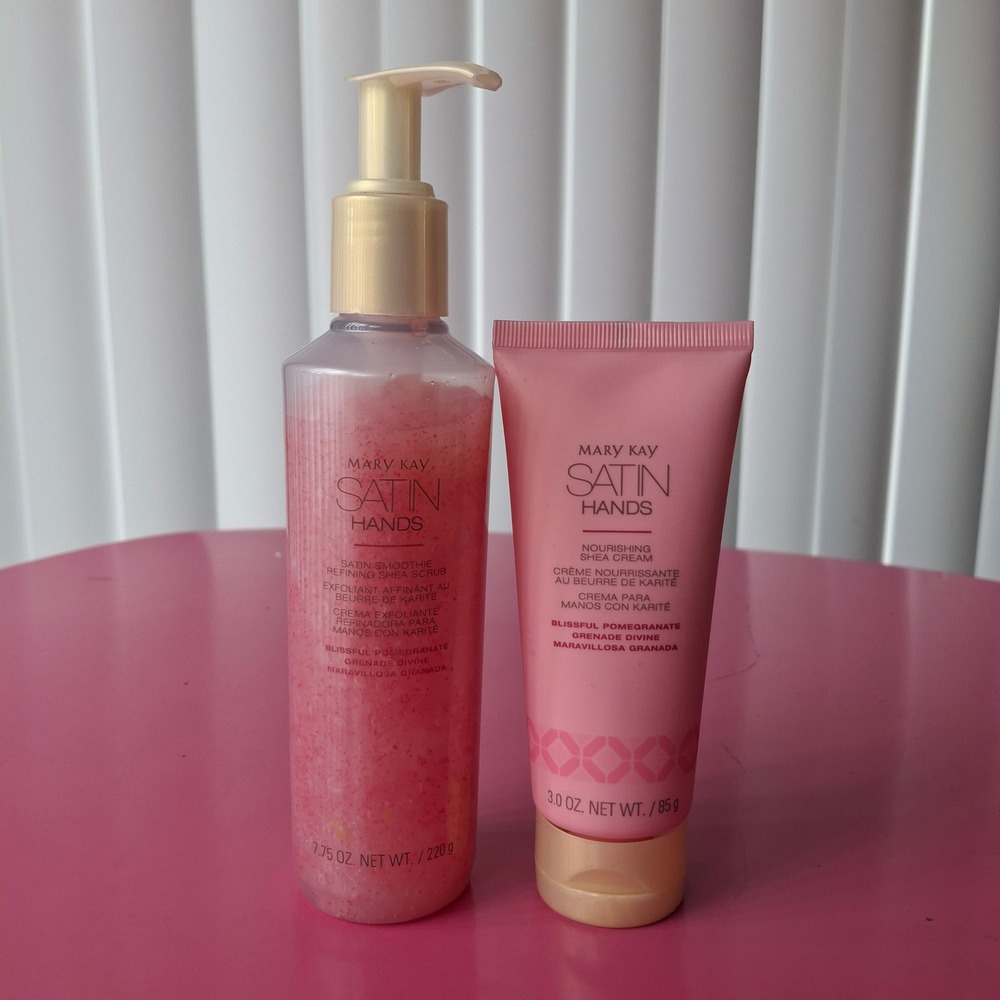 Mary Kay Satin Hands BLISSFUL POMEGRANATE Shea Scrub & Cream Set 2pc New